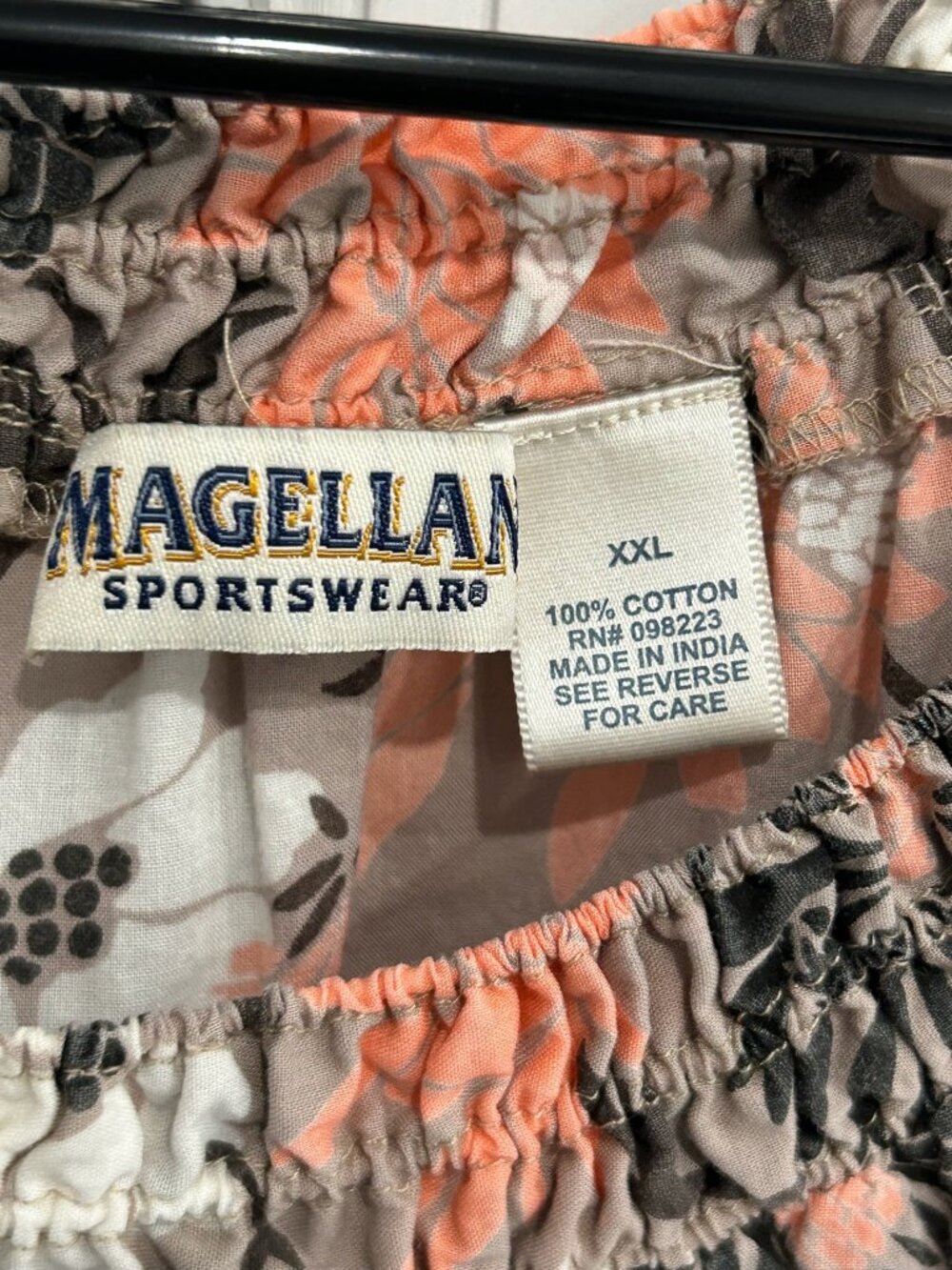Magellan Sportswear Floral Print Short Sleeve Blouse Peach Sz XXL Bohemian - Picture 6 of 10